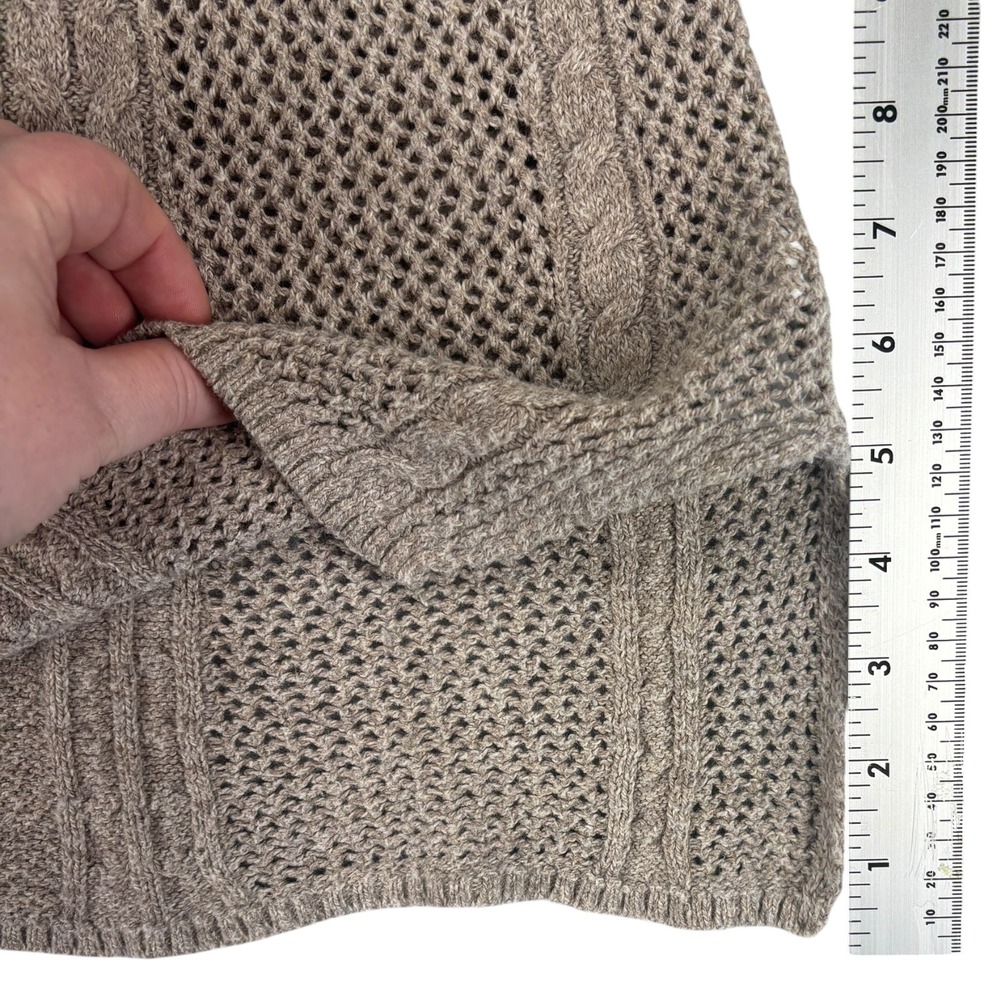 American Eagle Sweater Womens XS Cable Open Knit Cotton Wool Blend Taupe Boho - Picture 8 of 8